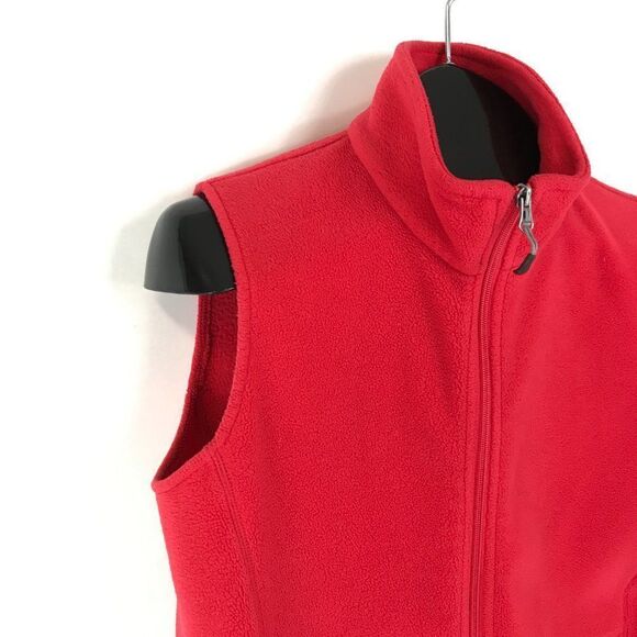 Woolrich Andes Fleece Vest Women's Medium Poppy Red Mock Neck Pockets Outdoor - Picture 4 of 11